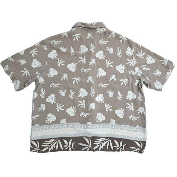 Hawaiian Shirt Men's 2XL Silk Tropical Island Brown Paradise Floral Tiki Party - Picture 4 of 6